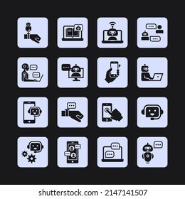 Communication smart technologies vector icon set in glyph style. Vector illustration