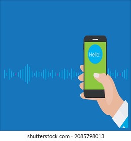 Communication with smartphone, voice connection, vector illustration