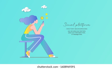 Communication Social - Flat cartoon colorful vector illustration