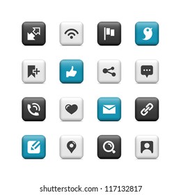 Communication and social icons. Buttons.