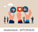 Communication. Social media customer feedback review. Flat vector illustration.