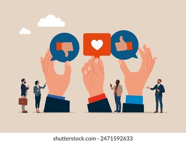 Communication. Social media customer feedback review. Flat vector illustration.