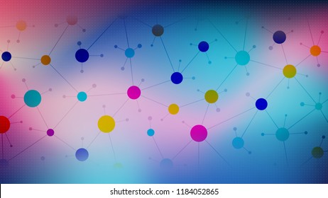 Communication social network on a colored background, abstract social colorful network, flat vector design