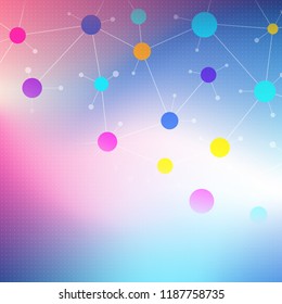 Communication social network on a colored light background, abstract social colorful network, flat vector design