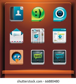 Communication and social networking. Mobile devices apps/services icons. Part 2 of 12