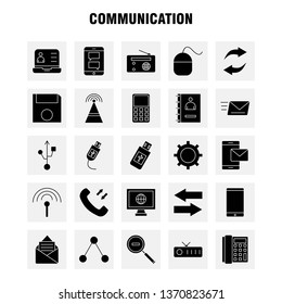 Communication Solid Glyph Icons Set For Infographics, Mobile UX/UI Kit And Print Design. Include: Call, Dial, Phone, Hours, Signals, Collection Modern Infographic Logo and Pictogram. - Vector