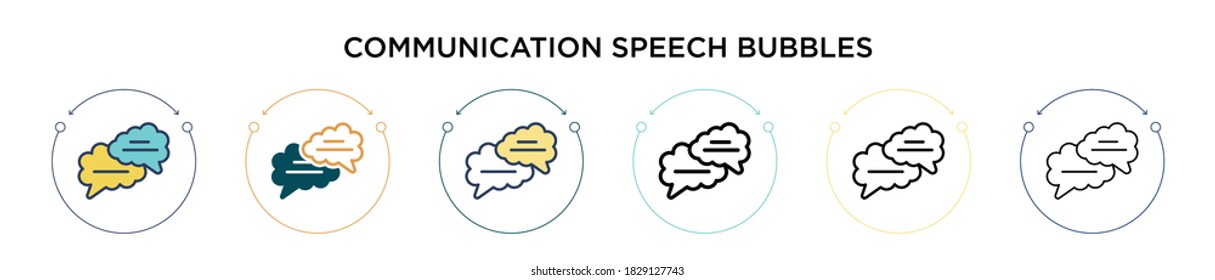 Communication speech bubbles icon in filled, thin line, outline and stroke style. Vector illustration of two colored and black communication speech bubbles vector icons designs can be used for