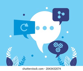 communication speech bubbles with icons