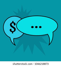 Communication speech bubbles on blue background. Vector illustration