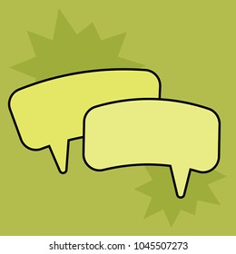 Communication speech bubbles on green background. Vector illustration