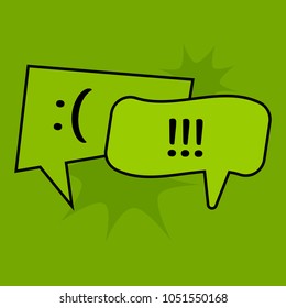 Communication speech bubbles on green background. Vector illustration
