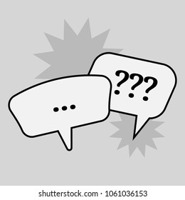 Communication speech bubbles on grey background. Vector illustration
