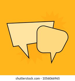 Communication speech bubbles on yellow background. Vector illustration