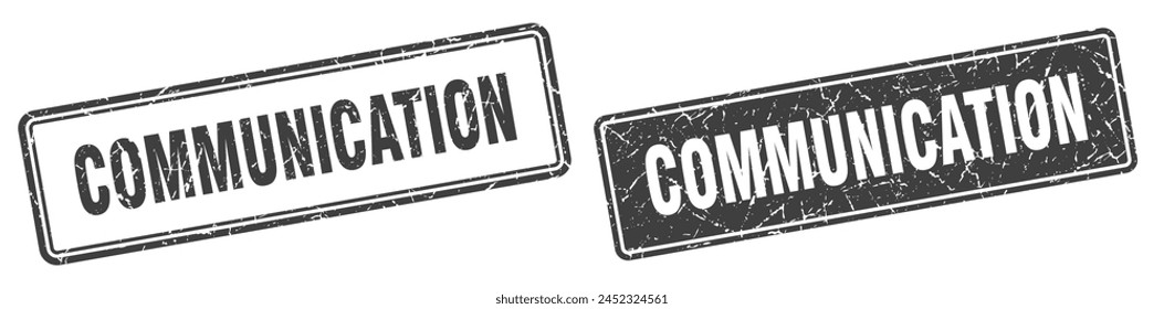 communication square stamp. communication grunge sign set