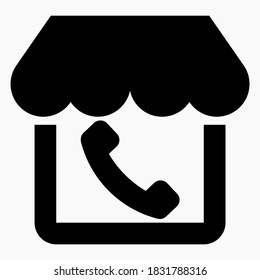 Communication with the store. Internet shop and telephone. Call to the market. Vector icon.