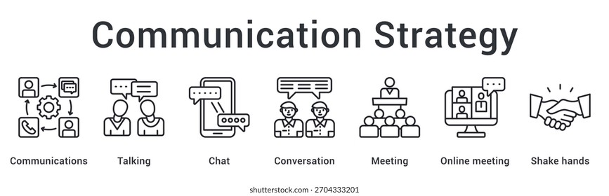 Estrategia de comunicación que integra la conversación y el chat a través de reuniones que conducen a Acuerdos y asociaciones. Elemento de icono para el diseño