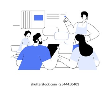 Communication studies isolated cartoon vector illustrations. Group of students at professional communication course, having discussion, higher education, diverse people vector cartoon.