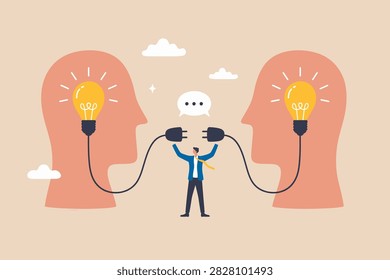 Communication for success, connect idea or understanding, agreement or solving problem together, cooperation or collaboration concept, businessman connect  VECTOR