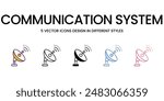 Communication System Icons different style vector stock illustration