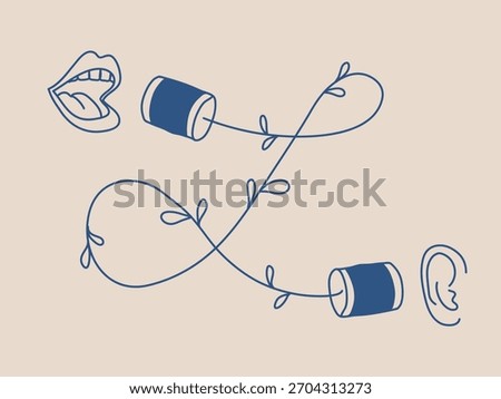 Communication system, two paper cups with string, mouth and ear, can phone