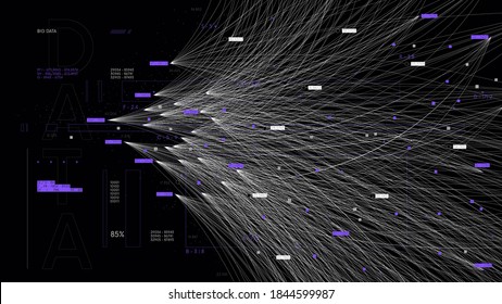 Communication system and visualization of data analysis, information flow and sorting by artificial intelligence, vector business presentation