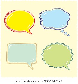 Communication tags. Modern Speech Bubble Balloon Painted Hand Draw Cartoon Vector Chat Icon Vector