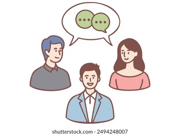Communication, talking, chatting and discussion concept. Hand drawn style vector design illustrations.