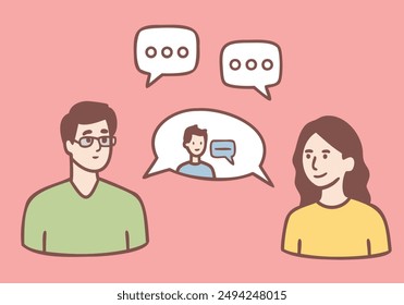 Concepto de comunicación, conversación, charla y discusión. Ilustraciones de diseño de Vector dibujado a mano.