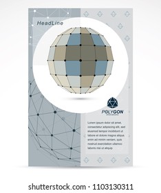 Communication technologies advertising poster. 3d polygonal monochrome geometric faceted object, vector abstract design element