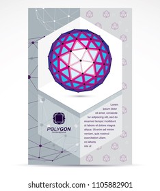 Communication technologies advertising poster. Abstract vector, bright isometric dimensional shape.