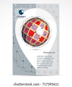 Communication technologies advertising poster. Abstract vector, bright isometric dimensional shape.