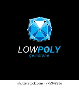 Communication technologies modern emblem. Vector abstract 3d geometric shape, polygonal figure, illustration.