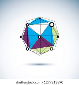 Communication technologies modern icon. 3D origami abstract mesh object, vector design element.