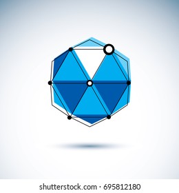 Communication technologies modern logo. Vector abstract 3d geometric shape, polygonal figure, illustration.