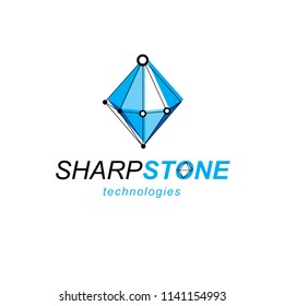 Communication technologies modern symbol. Isometric abstract vector low poly shape, digital science theme illustration.