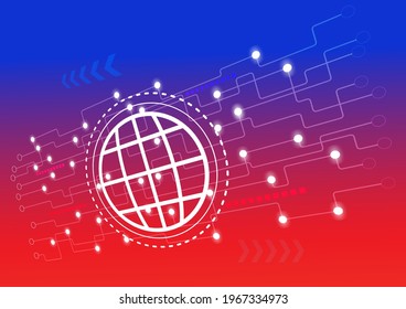 Communication technology background, consisting of circles and dotted lines, moving light, and guiding arrows, vector illustration for advertising, create a book cover.