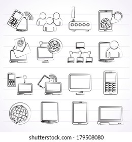 Communication and technology equipment icons - vector icon set