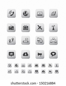 communication and technology icon on gray button