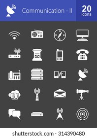 Communication technology icon set. Can also be used for media, network, connection. Suitable for web apps, mobile apps and print media.