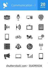 Communication technology icon set. Can also be used for media, network, connection. Suitable for web apps, mobile apps and print media.