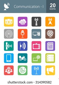 Communication technology icon set. Can also be used for media, network, connection. Suitable for web apps, mobile apps and print media.