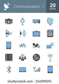Communication technology icon set. Can also be used for media, network, connection. Suitable for web apps, mobile apps and print media.