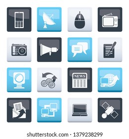 Communication and Technology icons over color background - Vector Icon Set