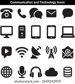 Communication and Technology Icons Set