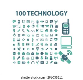 communication technology icons set, vector