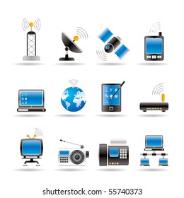 communication and technology icons - vector icon set