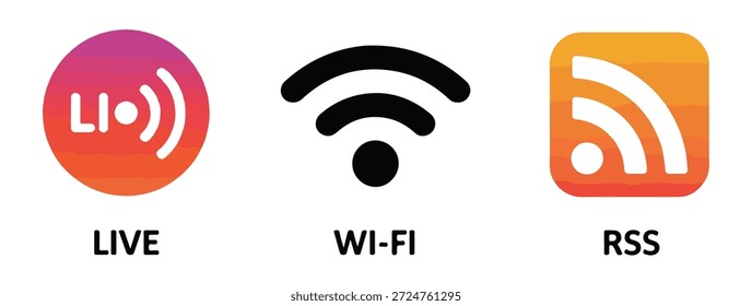 Kommunikationstechnische Icons mit drahtlosen Signalwellen und Internetverbindungskonzepte für digitale Schnittstelle