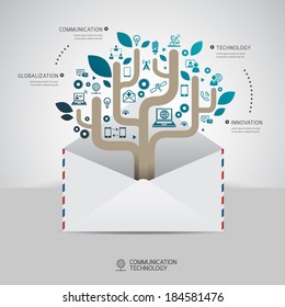 Comunicación y Tecnología infografía concepto diseño Plantilla diseño gráfico Vector 