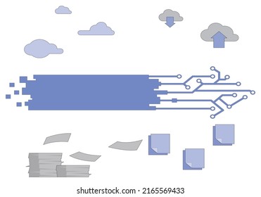 Communication technology for internet business Cyber. Blue abstract hi speed internet technology background illustration. eye scan virus computer. move motion.