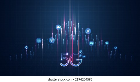 Communication technology for internet business. fiber optic, speed line and futuristic background for 5g or 6g technology wireless data transmission, high-speed internet in abstract. vector design.